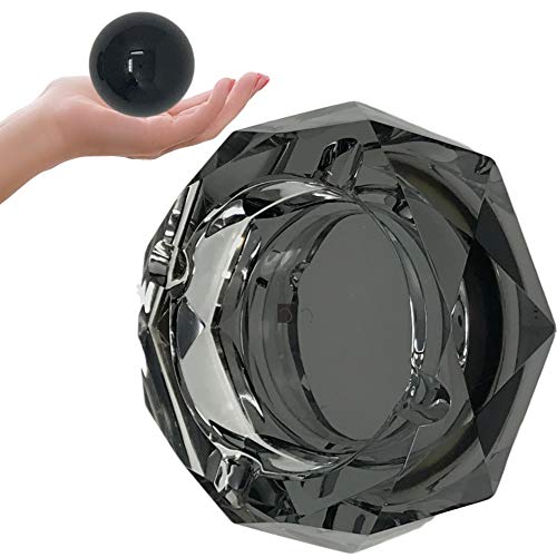Crystal Ashtray Cigarette Ash Tray – Black Ashtray with Stress Relief Ball