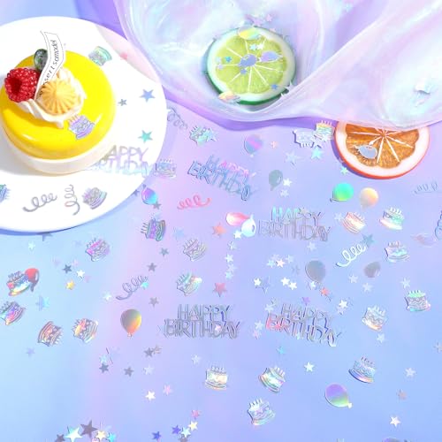 Larrel Happy Birthday Konfetti, Bunt Glitzernde Tischdeko 15g Geburtstag Tischdeko Geburtstagskonfetti Happy Birthday Streudeko für Jungen, Mädchen Schillernde Partydekorationen