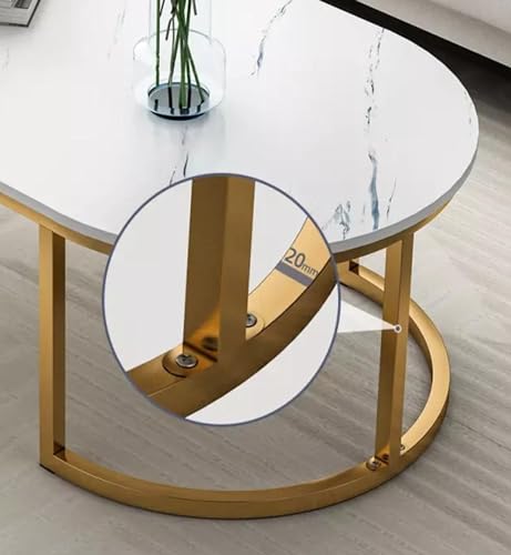 Image of Coffee Tables for Living Room Modern Coffee Table Oval Sofa Table Center Tables for Living Room 2 Tier Side Table Small Apartment Home Furniture Black Gold 2T (White Gold 1T)