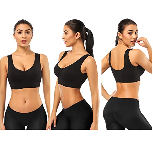 Bestena Sports Bras For Women, 3 Pack Seamless Comfortable Yoga Bra With Removable Pads #TOP2