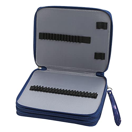 Image of Portable Colored 124 Slots Pencil case Organizer with Printing Pattern for Watercolor Pens or Markers, Pencil Case Organizer for Artist