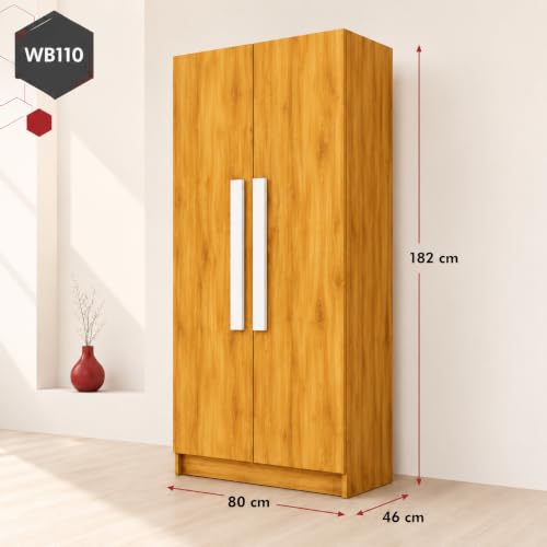 Image of Bniture 2 Door Wooden Wardrobe for Bedroom | Almirah for Clothes with 4 Shelves, Engineered Wood Wardrobe for Clothes | Cupboard for Bedroom (46D x 80W x 182H CM) | 3 Years Warranty (Giant Wood)