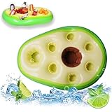 Soporte inflable para bebidas 2 en 1 para piscina, soporte flotante para aperitivos y bebidas con 8 agujeros, gran capacidad, material transparente, ideal para piscina, verano, piscina, playa y fiesta