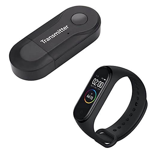 Exxelo Combo Pack of 2 Items – bt-400 Bluetooth Audio Receiver, M4 Band Bluetooth Fitness Tracker, Multicolor