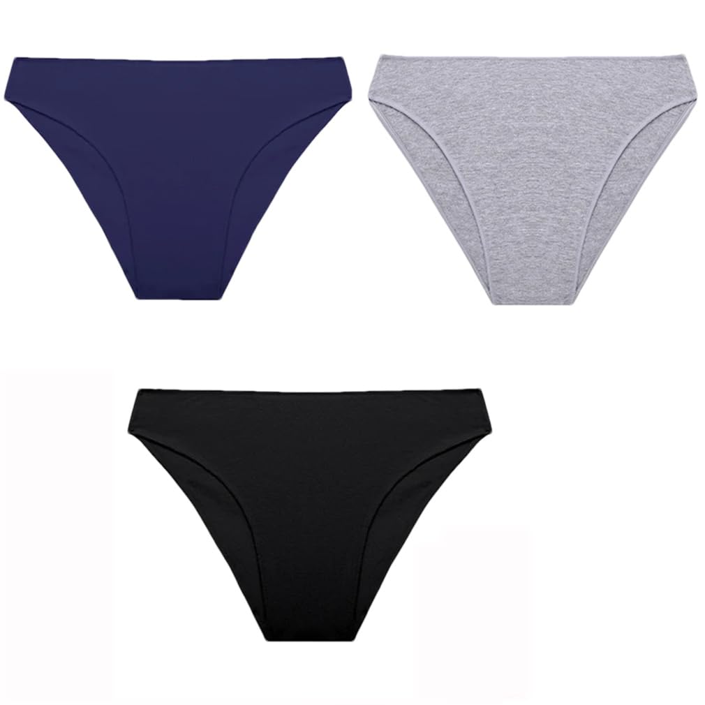 3PCS Set Panties Women Cotton Bikini Panties Woman Underwear Soft Breathable Underpants Solid Colors
