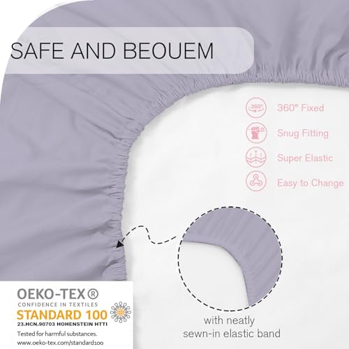 Image of Little Grape Land Bassinet Sheets 4 Pack, 33 inch x 18 inch Fitted Bassinet Sheets Up to 4 inch Deep Pocket, Ultra Soft Baby Bassinet Fitted Sheets for Bassinet Mattress, Butterfly Bloom