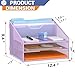 GAWERK Letter Tray Organizer, Mesh Desk File Organizer with 3 Paper Trays and 2 Vertical Upright Section (Purple)