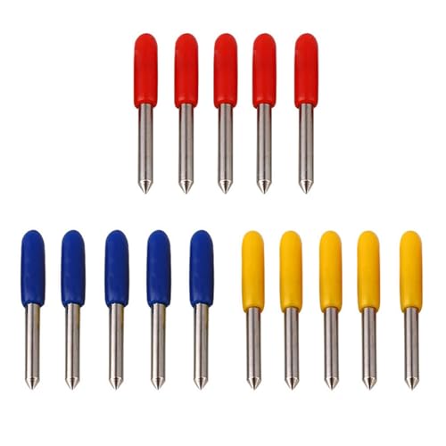 SENRISE 15 Packs 30/45/60 Degree Tungsten Steel Vinyl Cutter Blades with Plastic Cover Replacement Cutting Blades