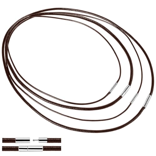 AHQiZFX 4 Stück Lederband für Kette,1.5/3mm Kunstleder Lederband mit Verschluss,Armband Lederkette Herren,Geflochten Lederkette,Lederhalsband Damen,Leder Halskette für Männer DIY Anhänger Schmuck