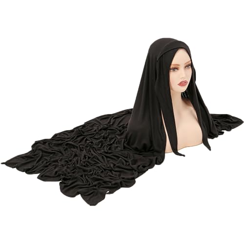 Yeieeo Jersey Hijab Scarf for Women Non-See Through Tieback Muslim Head Scarves2