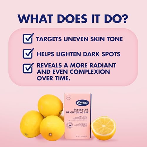 Dermisa Super Plus Brightening Bar | with Hyaluronic Acid and Lemon & Cranberry Extract | No Parabens, No Sulfates | 3 OZ Bar | 3-Pack