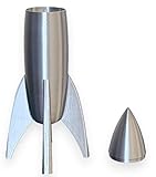 Silver Rocket Ship Decorative Accent and Storage Container, Retro Rocket Ship Container with Removable Lid, Desk Storage Retro Rocket (Small (6.5" tall))