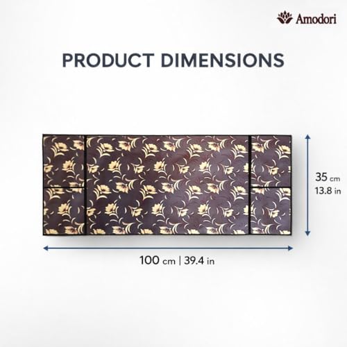 Image of Microwave Oven Top Cover 35x100 cm | Wipe Clean Fabric | 4 Utility Pockets (Floral-23)