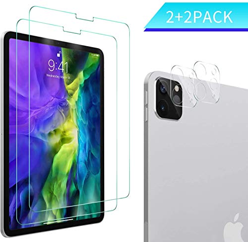 ELTD Displayschutz und Kamera Schutzfolie für iPad Pro 11 2020, 9H Härte, gehärtetes Displayfolie (2 Stück) und Kamera Panzerglas Schutzfolie (2 Stück) für iPad Pro 11 Zoll 2020