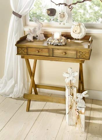 Farmhouse Foldable Wooden Console Table Drawers Serving Tray/Butlers Tray w/Stand