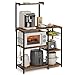 VASAGLE ALINRU Baker's Rack with Shelves, Kitchen Shelf with Wire Basket, 6 S-Hooks, Microwave Oven Stand, Utility Storage for Spices, Pots, and Pans, Rustic Brown UKKS35X
