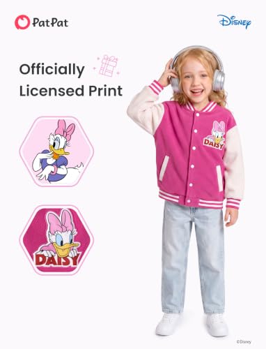 Image of Disney Kids Fleece Bomber Jacket, Varsity Outerwear with Pockets, 2-10Y