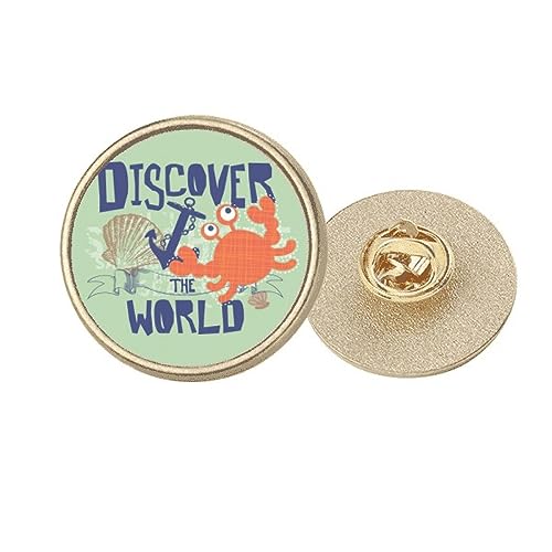 Broche crabe dorée en métal ciselé Discover World pour vestes