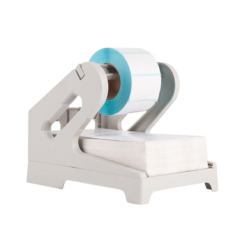 Sagreeny Label Holder Thermal Label Holder for Rolls and Fanfold Labels Shipping Label Stand Desktop Printer Accessory Supplies for Home Office (Grey)