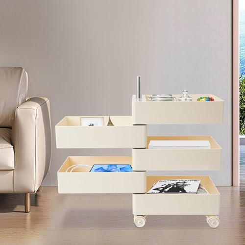 Table de chevet rotative multifonctionnelle sur roulettes design