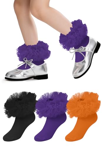 Zando Toddler Ruffle Socks for Girls Princess Dress Baby Ballerina Tutu Socks with Lace Frilly 1-10 Years