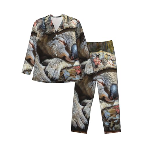 Pyjama à manches longues homme koala vêtement détente confortable ensemble deux pièces nuit