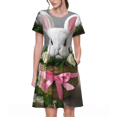 Robe d'été lapin rosette anti-transpiration manches courtes coupe fluide