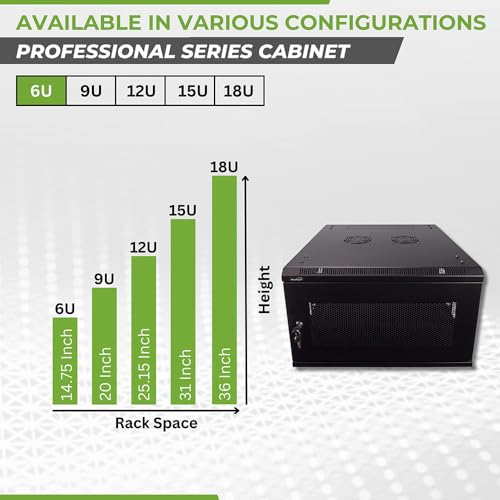 Image of NavePoint 6U Server Rack Enclosure - 23.6 inch Deep, Wall Mount Network Cabinet with Locking Perforated Door, 19 inch IT Equipment Compatible, Network Rack, Removable Side Panels, Black