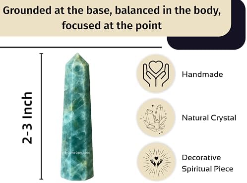 Amazing Gemstone Aquamarine Crystal Towers ~ Natural Healing Crystal Point Obelisk for Reiki Healing and Crystal Grid (2" to 3" Inch) - 3