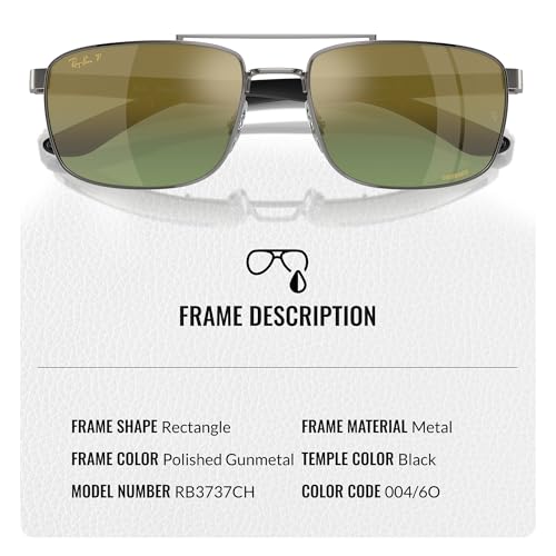 Image of Ray-Ban RB3737 CHROMANCE POLARIZED Rectangle Shape Sunglasses for Men & Women with Official Eyewear Kit