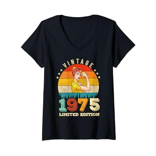 Mujer Vintage 47 Cumpleaños 1975 Edición Limitada Mujeres 47 Años Camiseta Cuello V