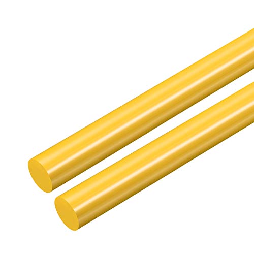 uxcell 2pcs Plastic Round Rod 5/8 Inch Dia 20 Inch Length Yellow (POM) Polyoxymethylene Rods Engineering Plastic Round Bars(15mm)