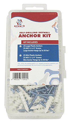 Drywall Anchors Plastic Self Drilling Wall Anchors With Screws Assortment Kit, Includes 2 Sizes, 6 And #8 Anchors #TOP3