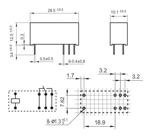 Relé HF118F 012-1ZS3 mini de 8 pines 12V 10A para circuito impreso PCB 2