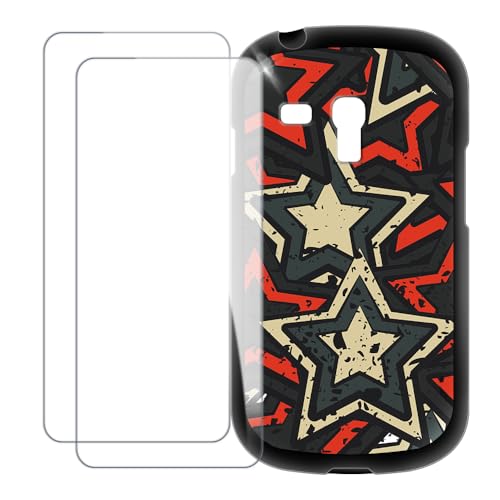 UOGNADGD Compatible with Samsung Galaxy S3 Mini i8190 Case Colorful Custom Cover with 2 Pack Tempered Glass Screen Protectors - Shockproof Scratch-Resistant (Star)