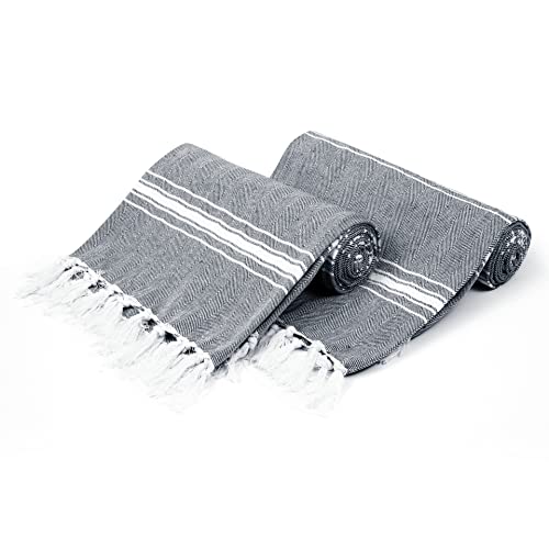 Belizzi Home Turkish Beach Towel -Large Beach Towels Oversized 2 Pack - Soft Durable Compact Lightweight Quick Dry Sand Free Bath Pool Towel Set for Beach Gifts Clearance Vacation Travel - Black