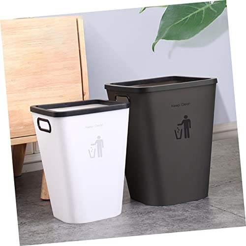 Cabilock bote de basura plástico rectangular blanco miniatura 3
