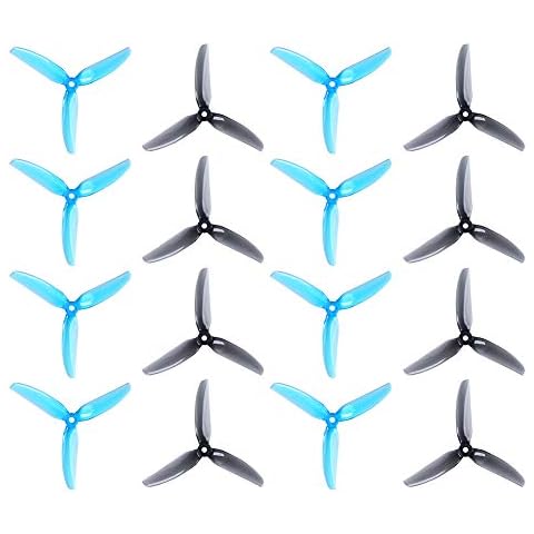 16pcs HQProp 5x4.3x3V2S Tri-Blade Propeller 5 Inch Props for RC FPV Drone Quadcopter (Blue & Grey) Cover