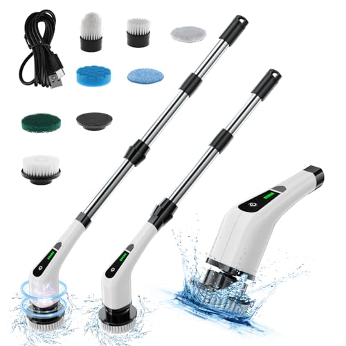 Cepillo De Limpieza Eléctrico Giratorio Inalámbrico Con 7 Cabezales De Cepillo Intercambiables,Tiempo De Trabajo 120-180 Min,Mango Ajustable Con Pantalla,Adecuado Para Baño,Azulejos,Pisos Blanco Cepillo De Limpieza Eléctrico Giratorio Inalámbrico Con 7 Cabezales De Cepillo Intercambiables,Tiempo De Trabajo 120-180 Min,Mango Ajustable Con Pantalla,Adecuado Para Baño,Azulejos,Pisos Blanco