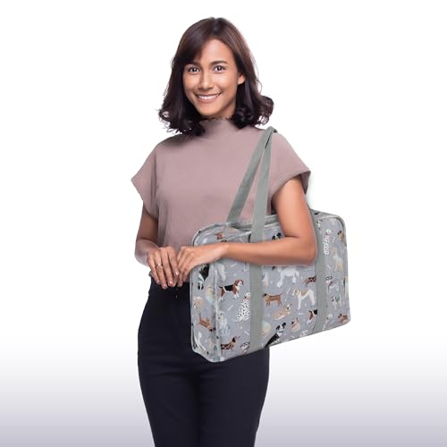 Image of Hobby Gift Project Case Sewing and Yarn Storage Bag with Internal Pockets Handles and Organiser Inserts for Knitting Crochet Craft Classes and Travel