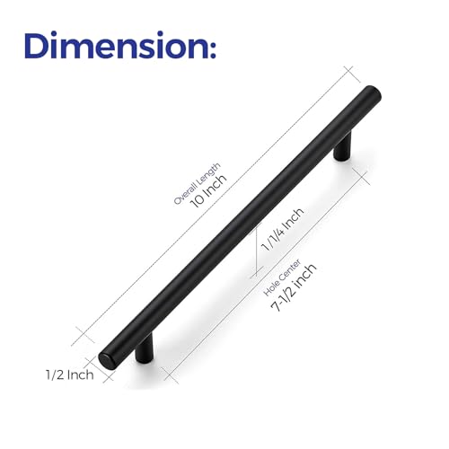 Image of Ravinte 10 Inch Cabinet Handles Matte Black Drawer Pulls Stainless Steel Kitchen Cabinet Hardware Cabinet Pulls 10 inch Length,7-1 /2 inch Hole Center|20 Pack