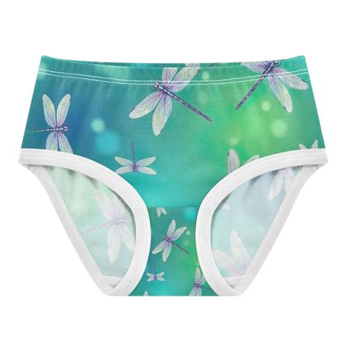 Toddler Girl Panties, Dragonflies Teal Green Gradient Girls Cotton Underwear, 2–8 Years