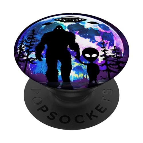 Alien & Bigfoot Moon Sasquatch UFO extraterrestre PopSockets PopGrip Intercambiabile