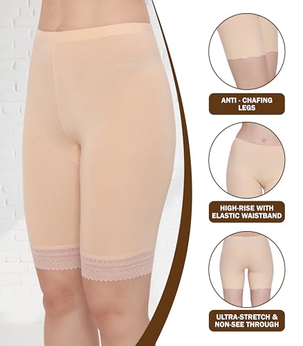 Image of GLAMORAS Women's Bamboo Spandex High Waist 4-Way Stretch Shorts | 95% bamboo 5% spandex, 4-way stretch, concealed waistband, breathable, anti-chafing, everyday comfort