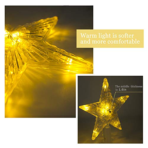 Christmas Tree Topper Star With Led Lighted Star Treetop Rustic Holiday Tree Toppers Battery Powered For Indoor Xmas Ornaments Party Home Decoration Warm White #TOP2