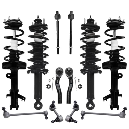 Image of Detroit Axle - FWD Front 12pc Struts Kit for 12-14 Honda CR-V, Tie Rods Front and Rear Struts & Coil Spring Sway Bars 2012 2013 2014 Replacement Suspension