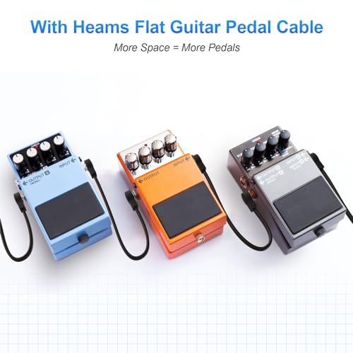 Professional 6 Pack 6 Inch Guitar Patch Cables, Noise Free and Long-Lasting Guitar Pedal Cable, Low Profile Save More Space Pedal Board Cables, Right Angle Flat Patch Cable, Black
