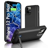 [Upgraded] Battery Case for iPhone 12 Pro Max, Rechargeable 6800mAh Battery Charger Case with Kickstand, Priority Charging, Battery Pack for Apple 12 Pro Max (6.7')- Black