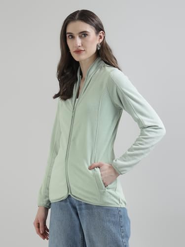 Image of Alan Jones Clothing Women's Standing Collar Zipper Fleece Standard Length Jacket