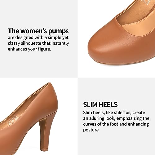 Image of Trary Mavisa High Heels for Women 3.2 Inch Chunky Platform Round Toe Pumps